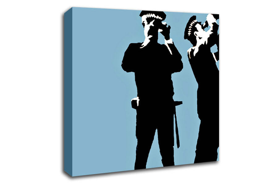 Picture of Searching Constables Blue Square Canvas Wall Art