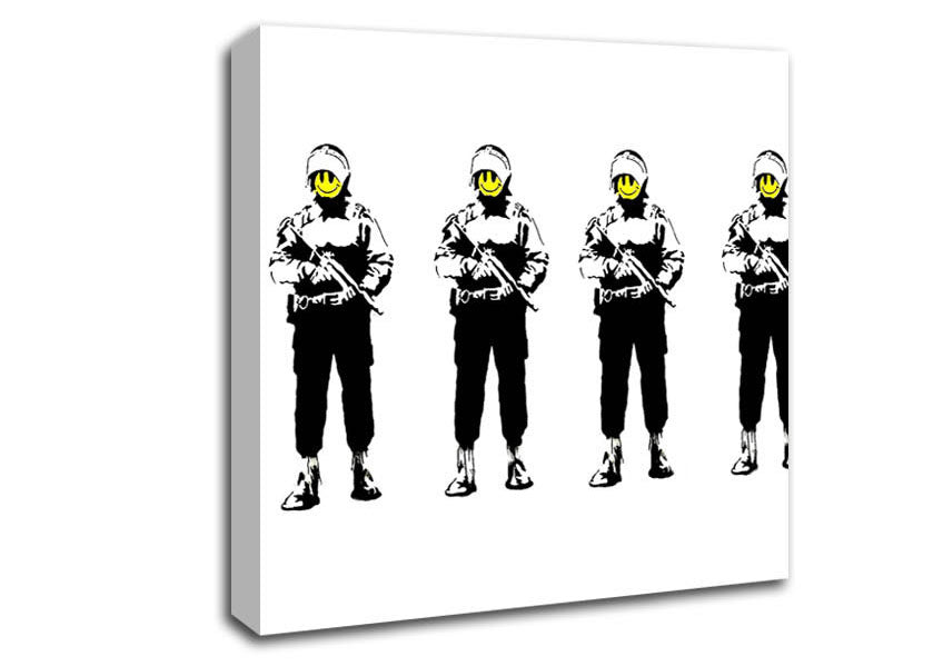 Picture of Smiley Face Line-Up Square Canvas Wall Art