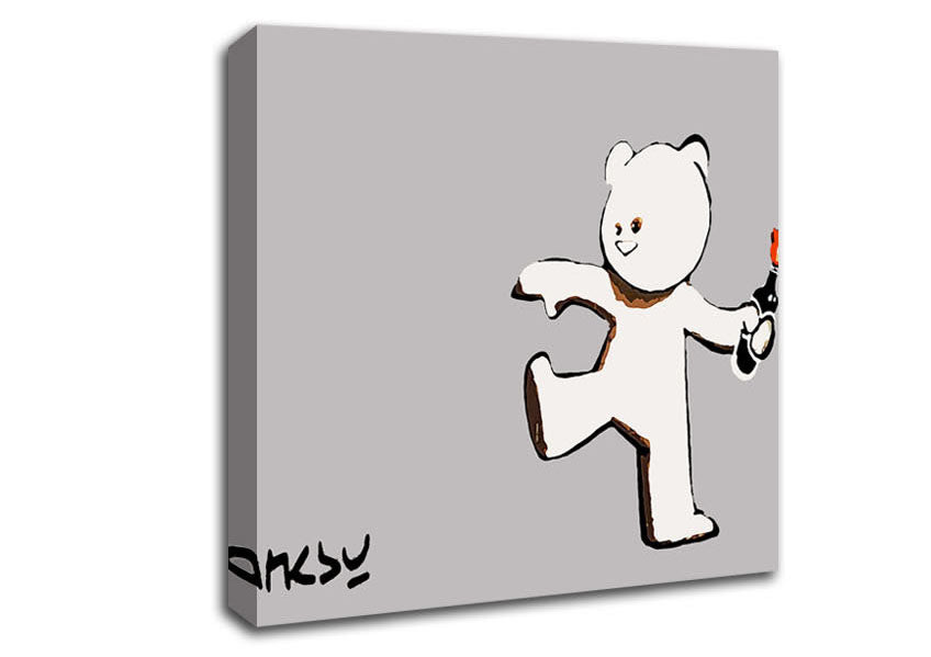 Picture of Teddybear Bomber Grey Square Canvas Wall Art