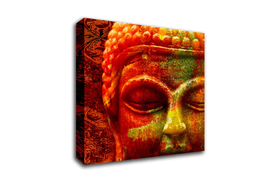 Picture of Retro Orange Yellow Buddha Square Canvas Wall Art