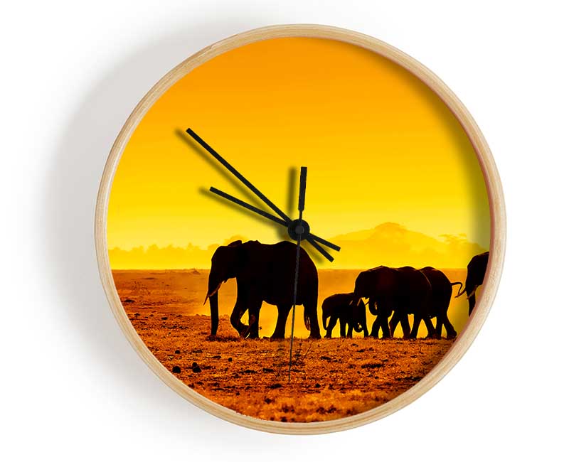 Hurd Of Elephants Clock - Wallart-Direct UK