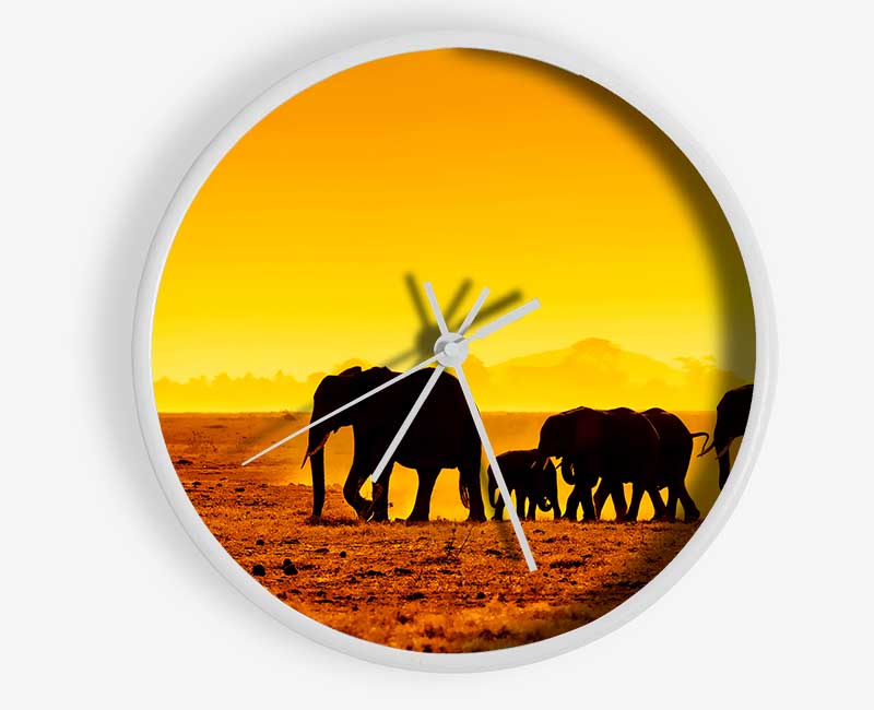 Hurd Of Elephants Clock - Wallart-Direct UK