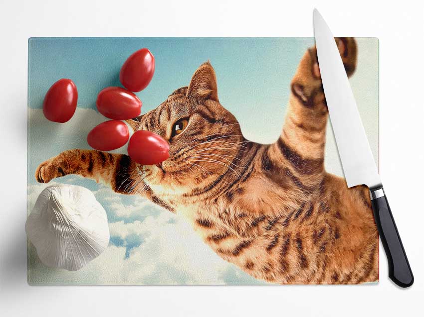 I Believe I Can Fly Cat Glass Chopping Board