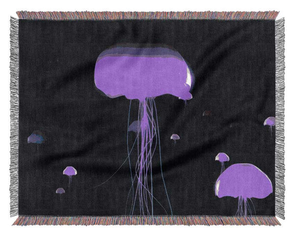 Jellyfish Lights Up The Ocean Woven Blanket