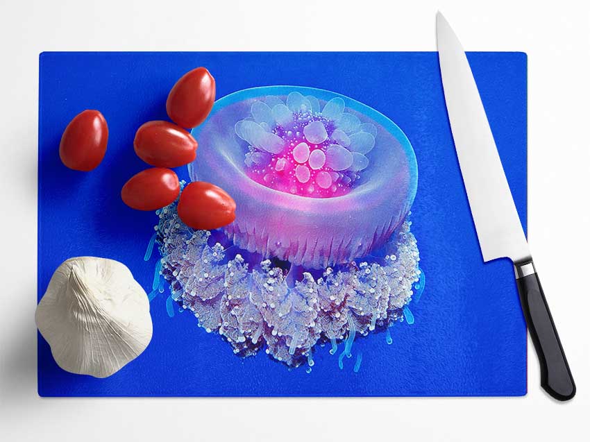 Jellyfish Pink Glass Chopping Board