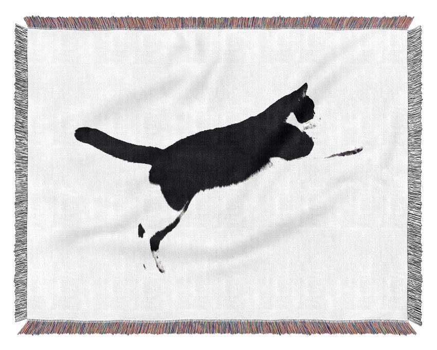 Jumping Cat Woven Blanket