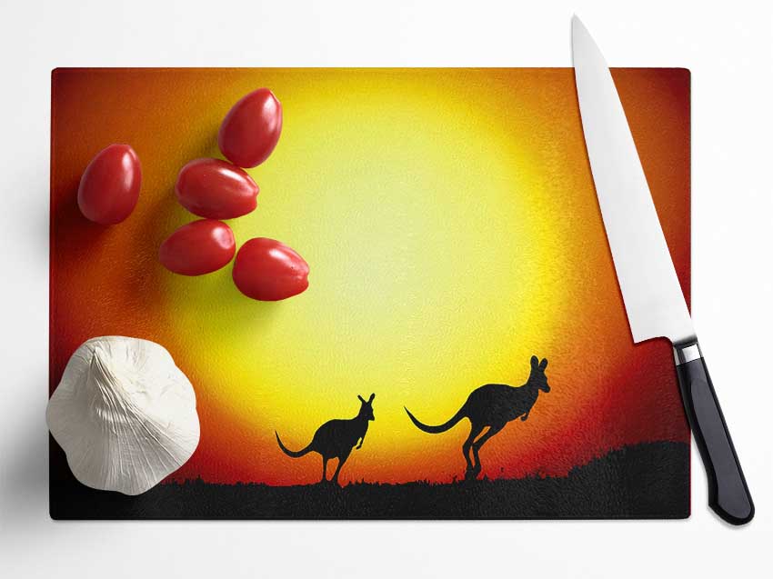 Kangaroos By Sunlight Glass Chopping Board