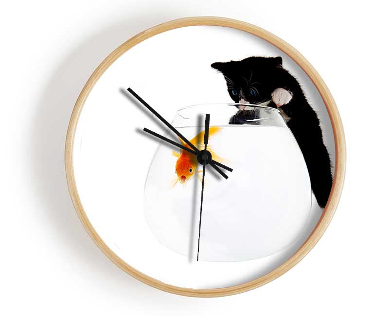 Kitten Fish Bowl Clock - Wallart-Direct UK