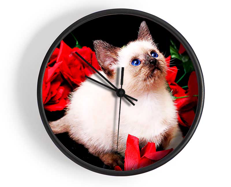 Kitten Roses Clock - Wallart-Direct UK