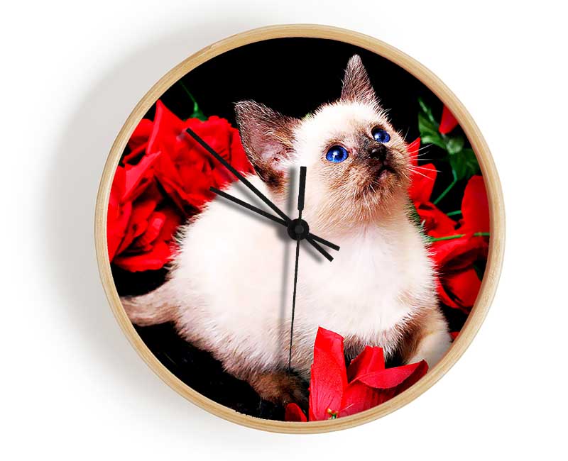 Kitten Roses Clock - Wallart-Direct UK