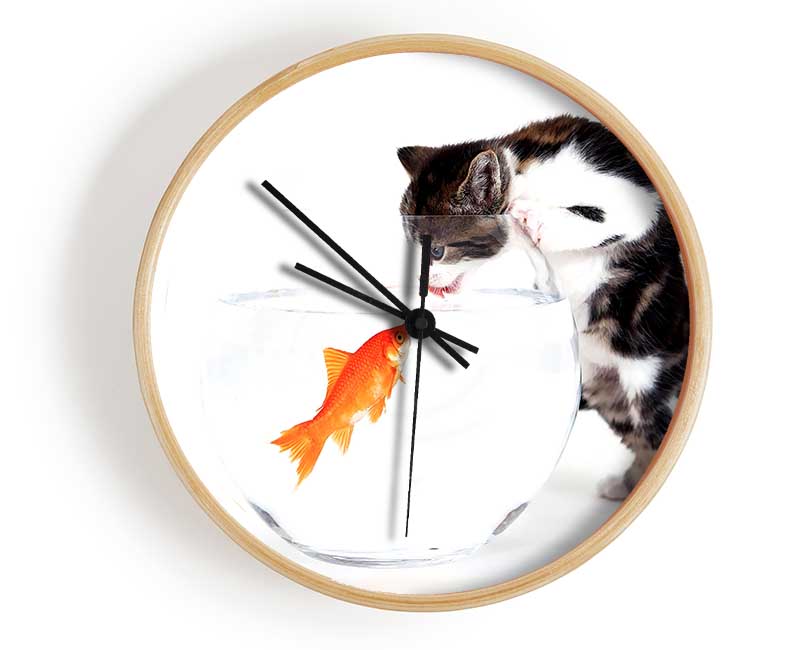 Kitten VS Fish Clock - Wallart-Direct UK