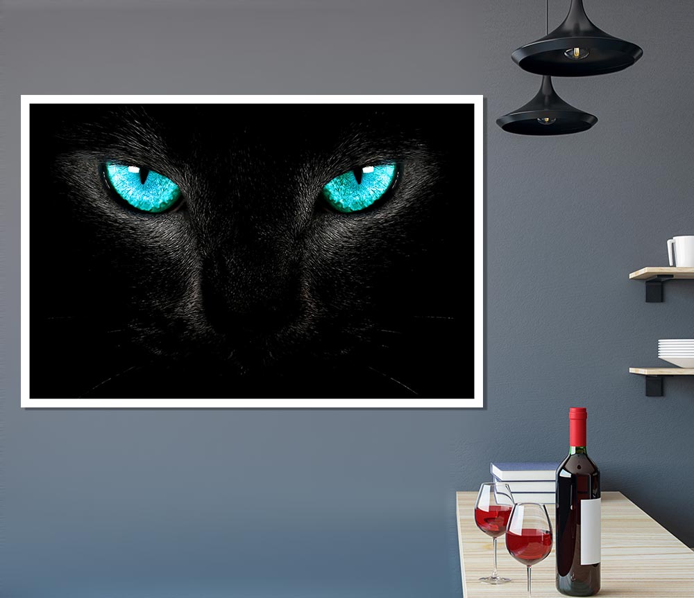 Blue Eyes Cat Print Poster Wall Art