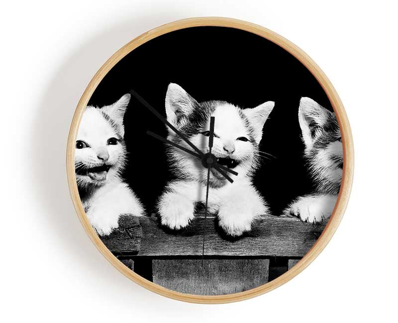 Laughing Kittens Clock - Wallart-Direct UK