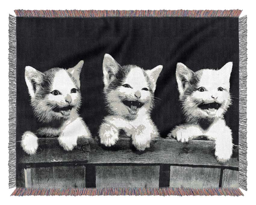 Laughing Kittens Woven Blanket