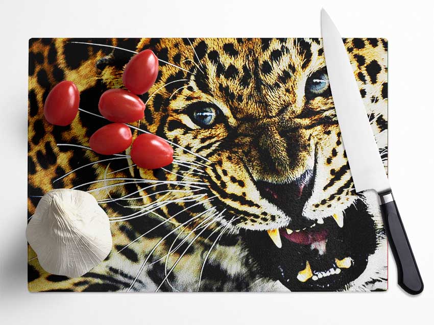 Leopard Roar Glass Chopping Board