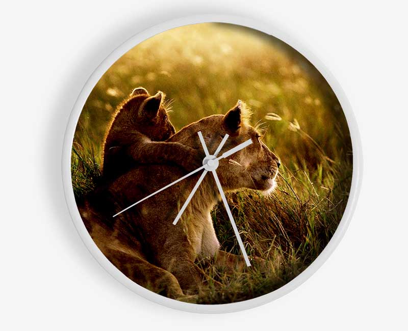 Lioness And Cub Clock - Wallart-Direct UK