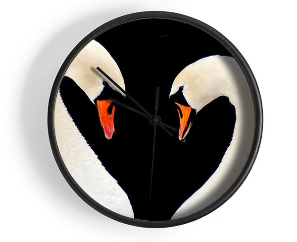 Love Heart Swans Clock - Wallart-Direct UK