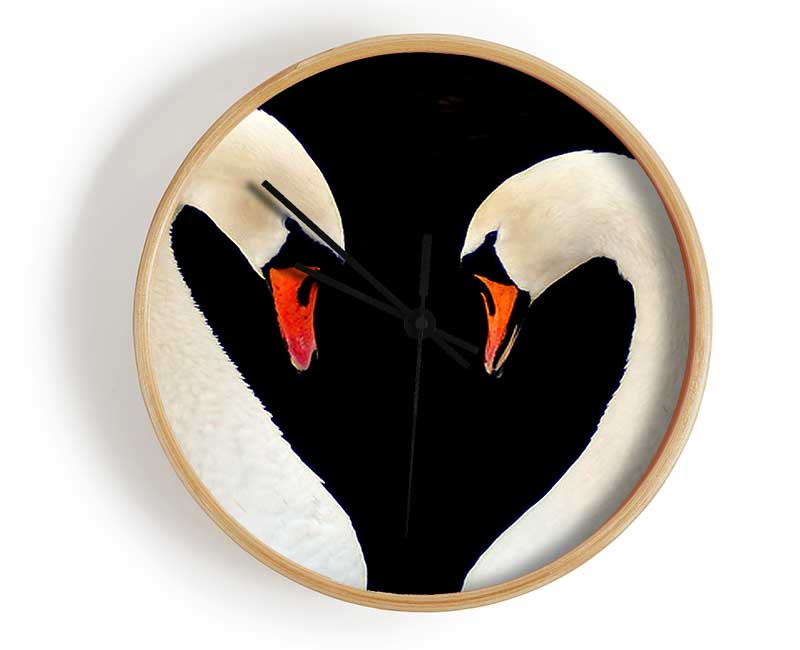 Love Heart Swans Clock - Wallart-Direct UK