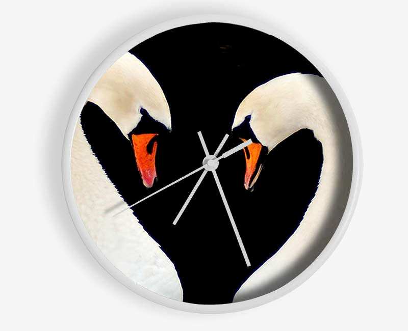 Love Heart Swans Clock - Wallart-Direct UK