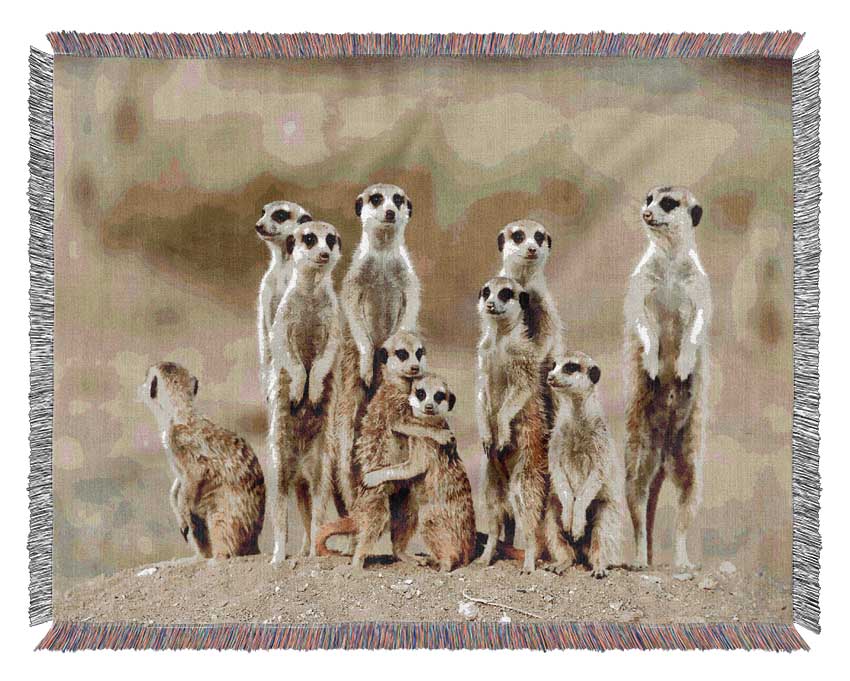 Meerkat Family Woven Blanket