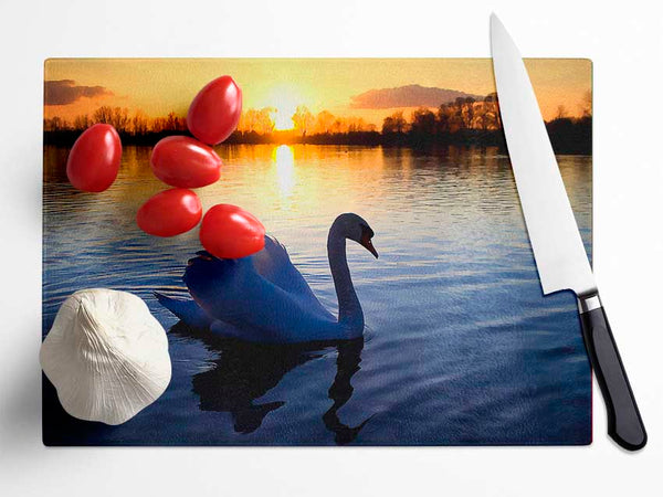 Lonely Swan Glass Chopping Board