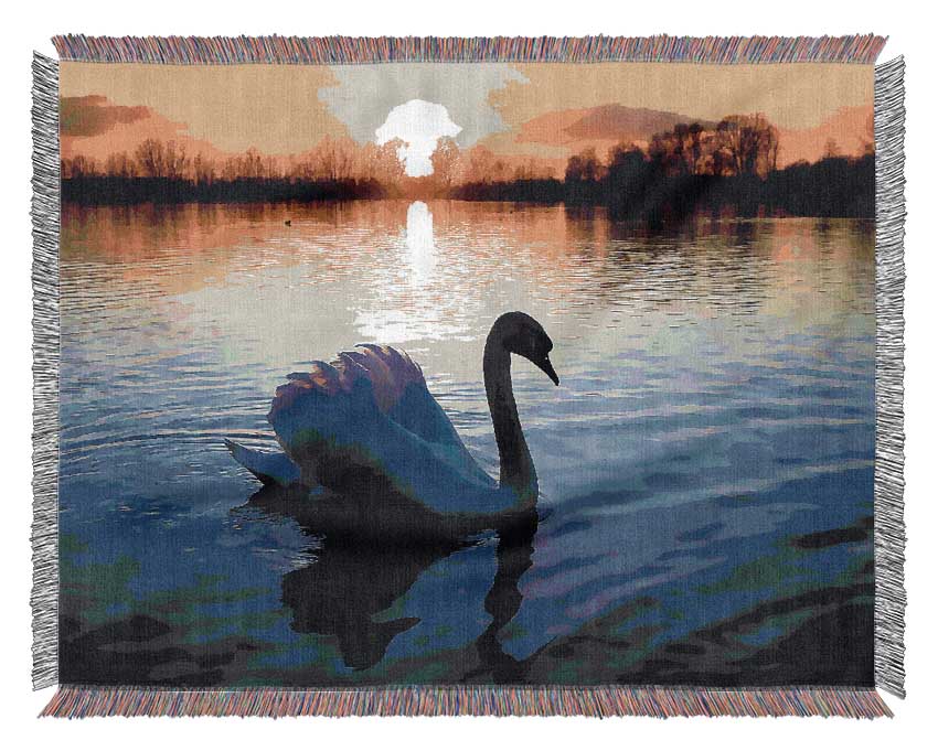 Lonely Swan Woven Blanket