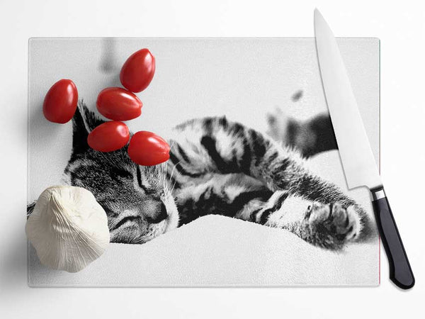 Nap Time Cat Glass Chopping Board