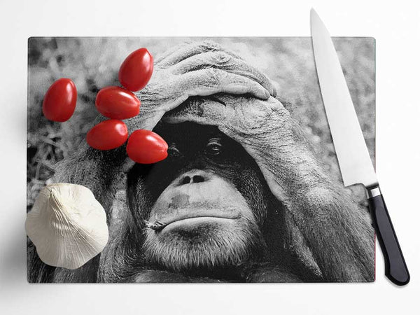 Orangutan Mishap Glass Chopping Board