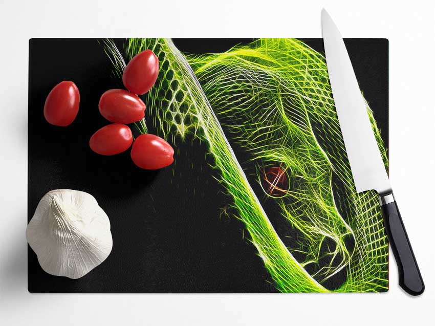 Green Blaze Snake Glass Chopping Board