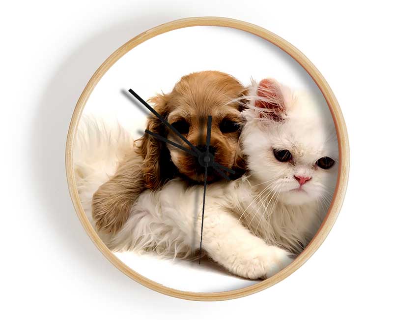 Puppy And Kitten Love Clock - Wallart-Direct UK