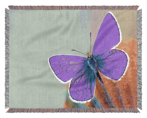 Purple Butterfly Woven Blanket