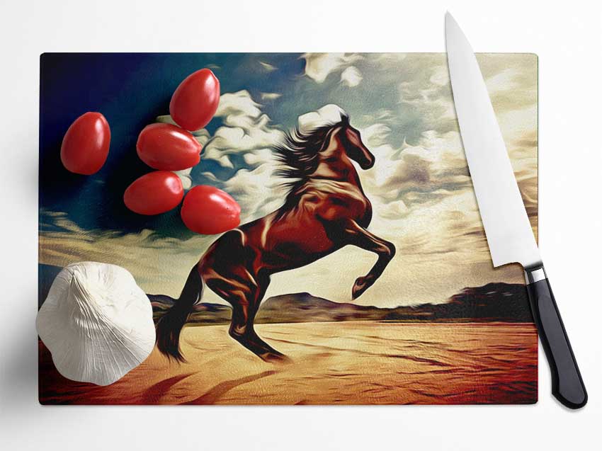 Rising Horse Glass Chopping Board