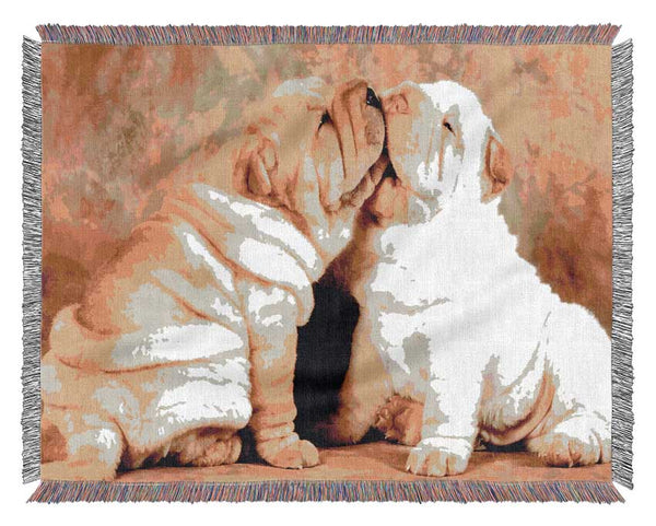 Shar Pei Puppies Woven Blanket