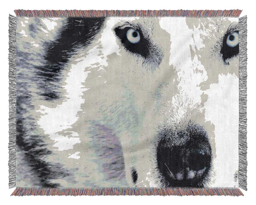 Siberian Husky Eyes Woven Blanket