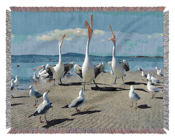 Singing Seagulls Woven Blanket