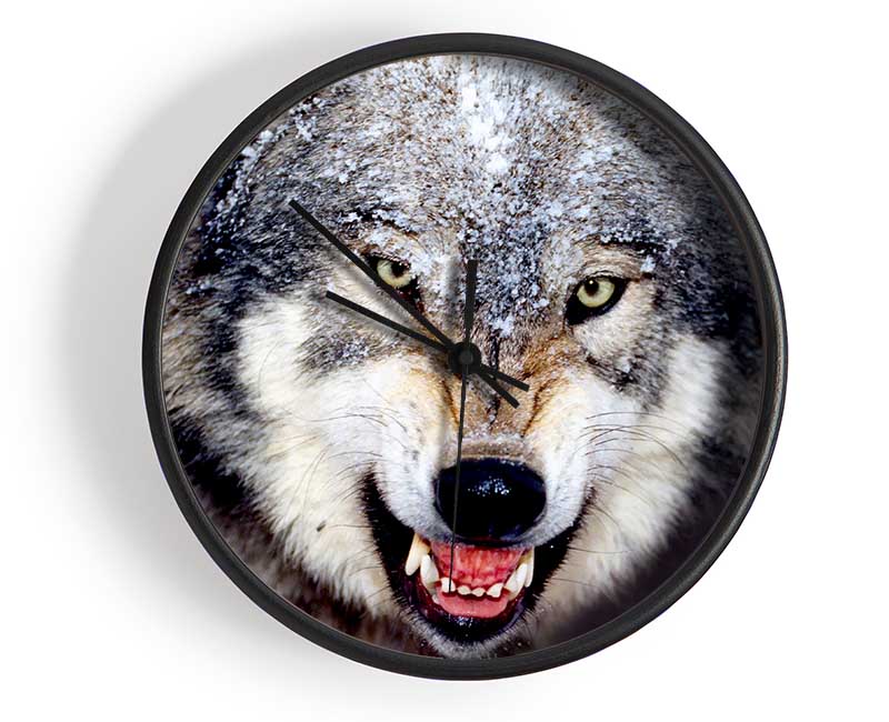 Snarling Gray Wolf Clock - Wallart-Direct UK