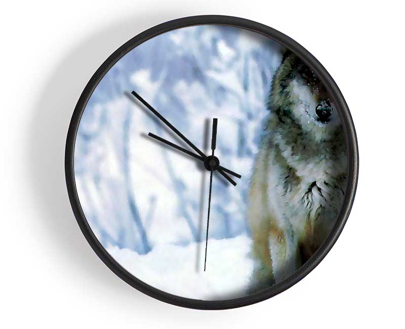 Snow Wolf Clock - Wallart-Direct UK