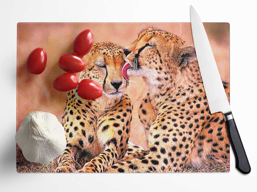 South African Cheetahs Glass Chopping Board