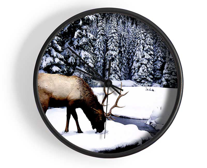 Stag In Winter Clock - Wallart-Direct UK