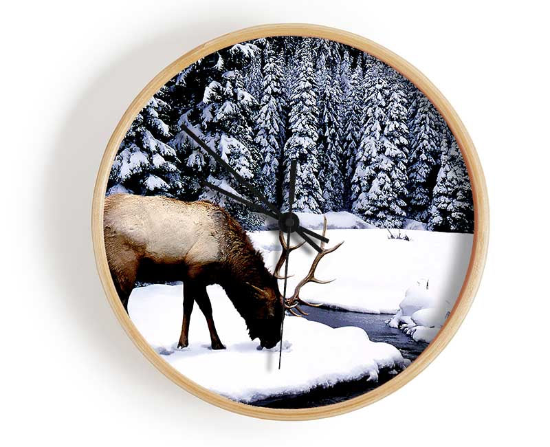 Stag In Winter Clock - Wallart-Direct UK