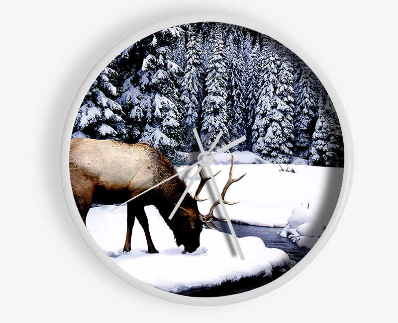 Stag In Winter Clock - Wallart-Direct UK