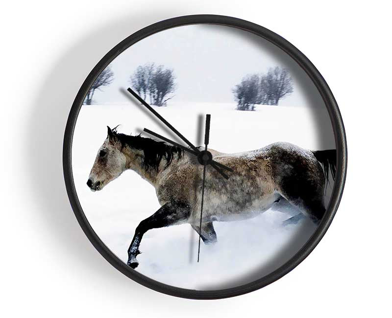 Stallion In The Snow Clock - Wallart-Direct UK