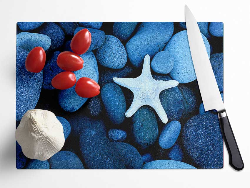 Star Fish Rocks Glass Chopping Board