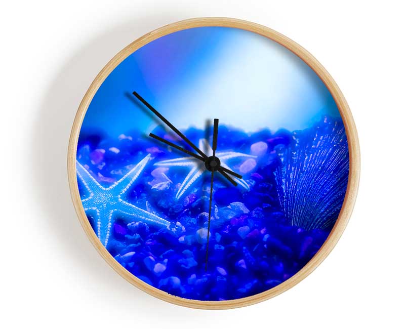 Stunning Blue Starfish Clock - Wallart-Direct UK