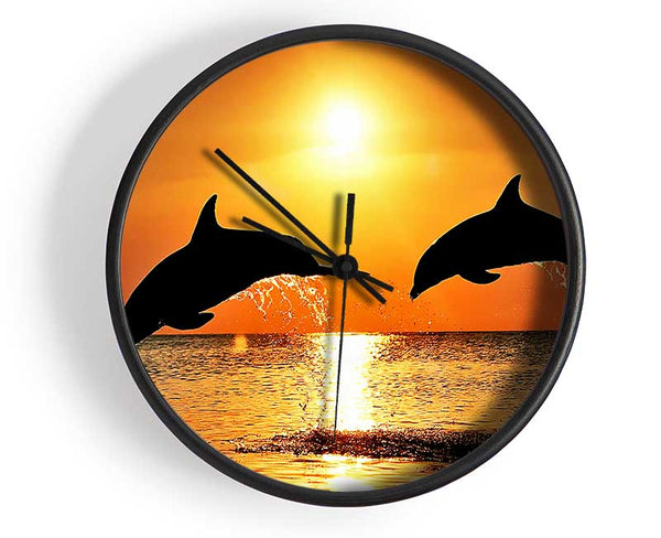 Sunset Dolphins Clock - Wallart-Direct UK