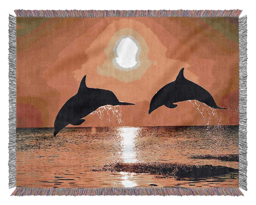 Sunset Dolphins Woven Blanket