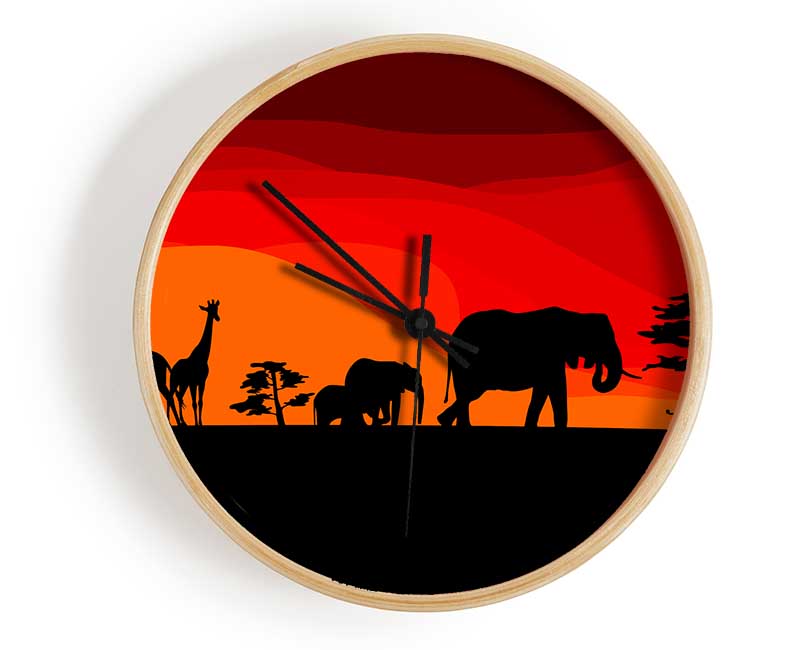 Sunset Safari Clock - Wallart-Direct UK