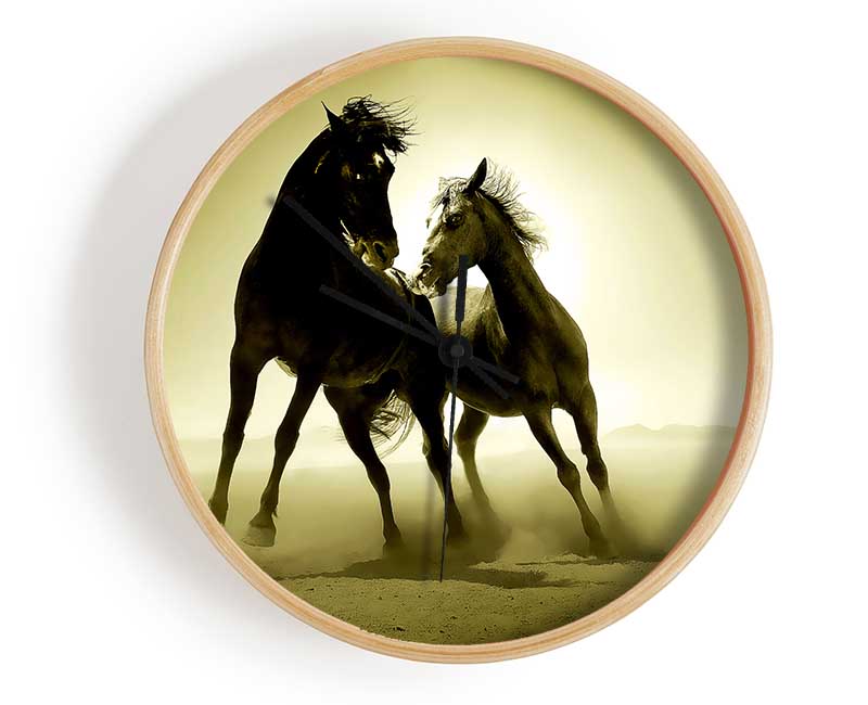 The Love Of Horses Sepia Clock - Wallart-Direct UK