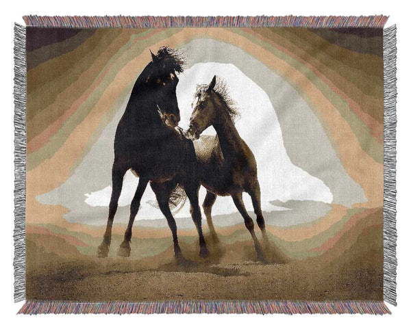 The Love Of Horses Sepia Woven Blanket