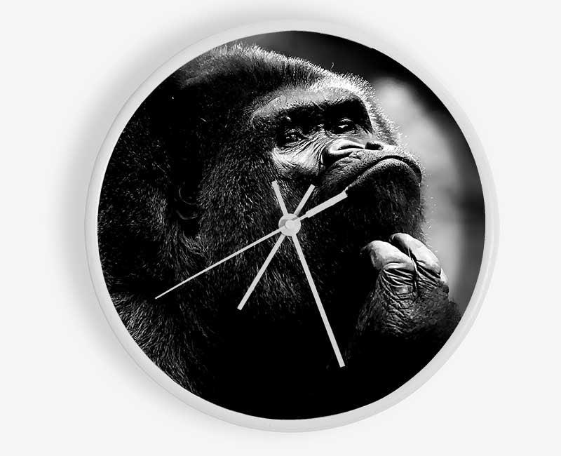 Thoughtful Gorilla B n W Clock - Wallart-Direct UK